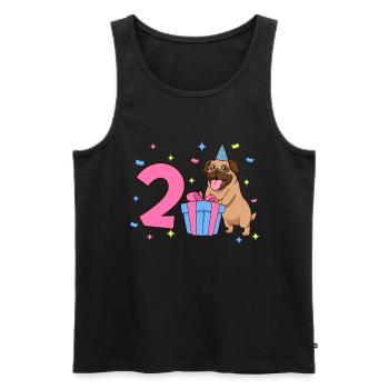 Avec Carlin - Anniversaire de fille 2 ans - Débardeur bio Premium Homme - noir - Devant - Michal (187cm)