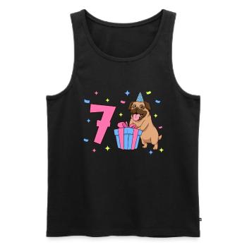 With Pug - Girl Birthday 7 Years - Men's Premium Organic Tank Top - black - Front - Michal (187cm)