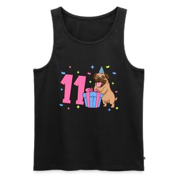Avec Carlin - Fille Anniversaire 11 ans - Débardeur bio Premium Homme - noir - Devant - Michal (187cm)