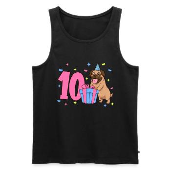 Mit Mops - Mädchen Geburtstag 10 Jahre - Männer Premium Bio Tank Top - Schwarz - Vorne - Michal (187cm)