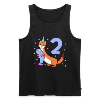 Mit Wiesel - Kinder Geburtstag 2 Jahre - Männer Premium Bio Tank Top - Schwarz - Vorne - Michal (187cm)
