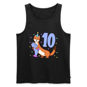 Mit Wiesel - Kinder Geburtstag 10 Jahre - Männer Premium Bio Tank Top - Schwarz - Vorne - Michal (187cm)