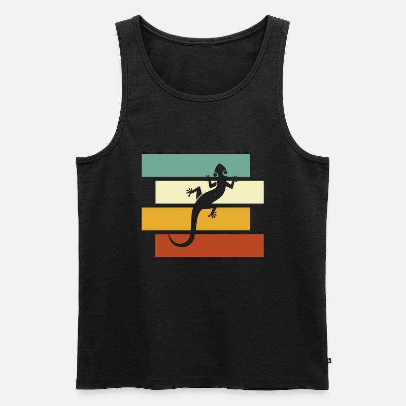 Eidechse Retro - Männer Premium Bio Tank Top - Schwarz