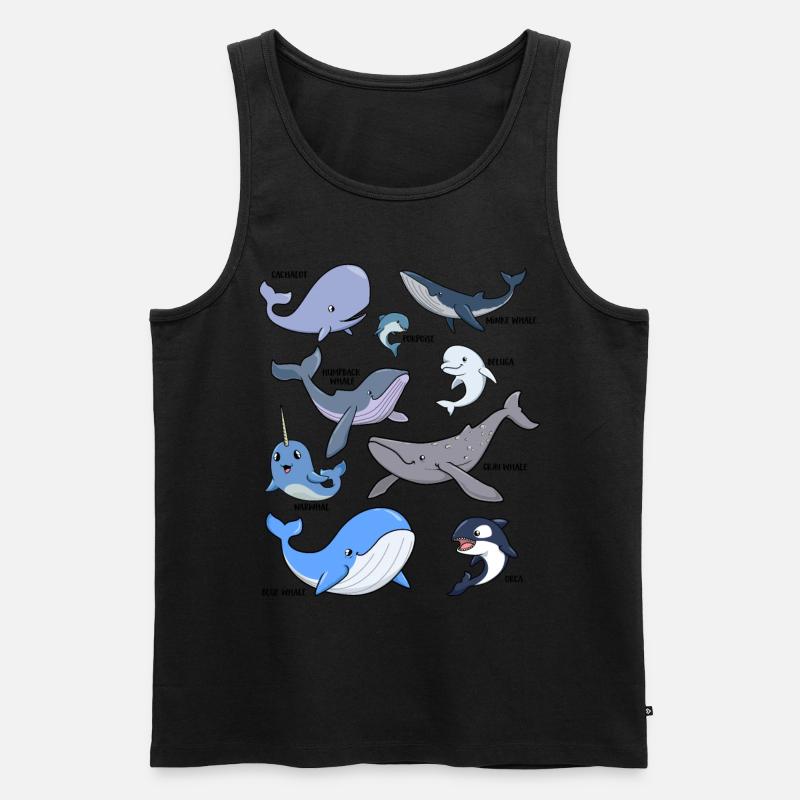 Viele verschiedene Walarten - Männer Premium Bio Tank Top - Schwarz