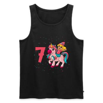 With Unicorn - Girl Birthday 7 Years - Men's Premium Organic Tank Top - black - Front - Michal (187cm)