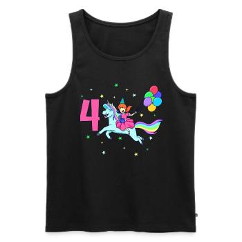 With Unicorn - Girl Birthday 4 Years - Men's Premium Organic Tank Top - black - Front - Michal (187cm)