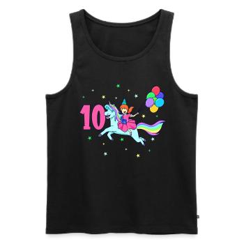 Mit Einhorn - Mädchen Geburtstag 10 Jahre - Männer Premium Bio Tank Top - Schwarz - Vorne - Michal (187cm)