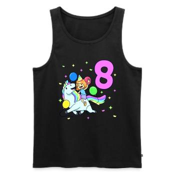 Avec licorne - Anniversaire de fille 8 ans - Débardeur bio Premium Homme - noir - Devant - Michal (187cm)
