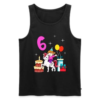 Mit Einhorn - Mädchen Geburtstag 6 Jahre - Männer Premium Bio Tank Top - Schwarz - Vorne - Michal (187cm)