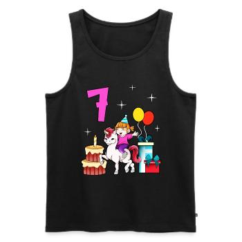 With Unicorn - Girl Birthday 7 Years - Men's Premium Organic Tank Top - black - Front - Michal (187cm)