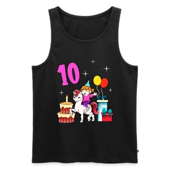 Mit Einhorn - Mädchen Geburtstag 10 Jahre - Männer Premium Bio Tank Top - Schwarz - Vorne - Michal (187cm)