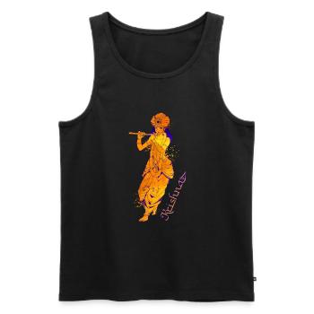 Hindu Gott - der blaue Flötenspieler Krishna - Männer Premium Bio Tank Top - Schwarz - Vorne - AI Model Male 178 light (178cm)