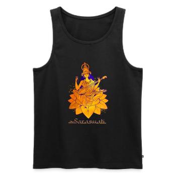 Dieu hindou - Saraswati - Débardeur bio Premium Homme - noir - Devant - AI Model Male 178 light (178cm)