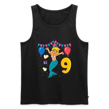 Mit Meerjungfrau - Mädchen Geburtstag 9 Jahre - Männer Premium Bio Tank Top - Schwarz - Vorne - Michal (187cm)
