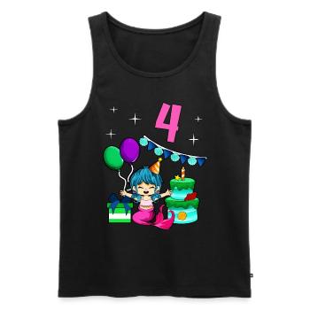 With Mermaid - Girl Birthday 4 Years - Men's Premium Organic Tank Top - black - Front - Michal (187cm)