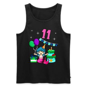 Avec Sirène - Anniversaire de fille 11 ans - Débardeur bio Premium Homme - noir - Devant - AI Model Male 178 light (178cm)