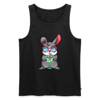 Comic Hase genießt einen Cocktail - Männer Premium Bio Tank Top - Schwarz - Vorne - AI Model Male 178 light (178cm)