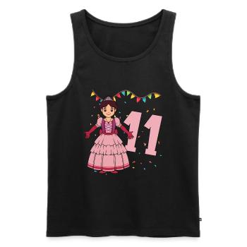 Avec princesse - Anniversaire de fille 11 ans - Débardeur bio Premium Homme - noir - Devant - AI Model Male 178 light (178cm)
