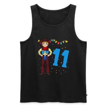 Avec Cowboy - Anniversaire Garçons 11 Ans - Débardeur bio Premium Homme - noir - Devant - AI Model Male 178 light (178cm)