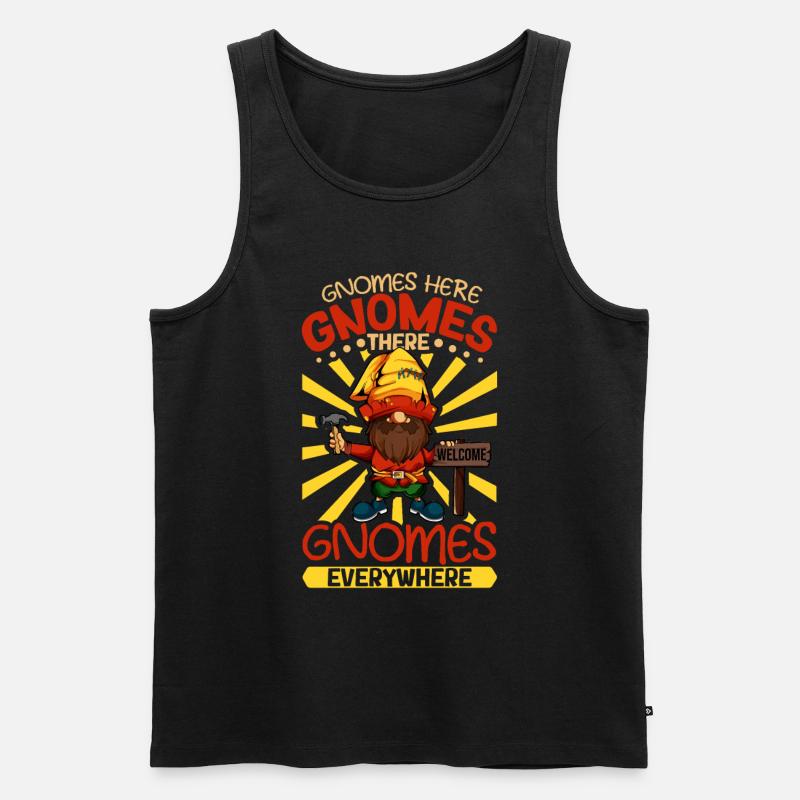 Überall Gartenzwerge - Männer Premium Bio Tank Top - Schwarz