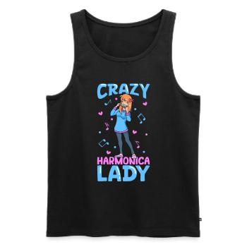 Crazy Harmonica Lady - Men's Premium Organic Tank Top - black - Front - AI Model Male 178 light (178cm)