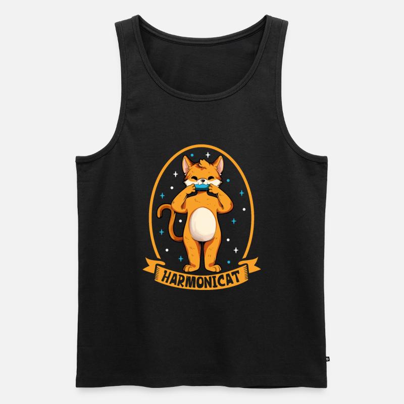 Harmonicat - Cat with harmonica - Men's Premium Organic Tank Top - black