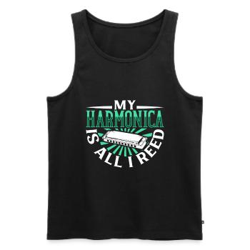 My harmonica is all I reed - Mundharmonika - Männer Premium Bio Tank Top - Schwarz - Vorne - Michal (187cm)