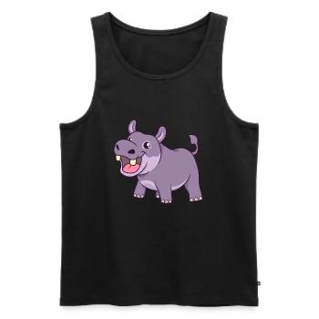 Kawaii Nilpferd - Männer Premium Bio Tank Top - Schwarz - Vorne - Michal (187cm)