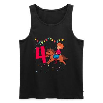 Mit Pferd - Mädchen Geburtstag 4 Jahre - Männer Premium Bio Tank Top - Schwarz - Vorne - AI Model Male 178 light (178cm)