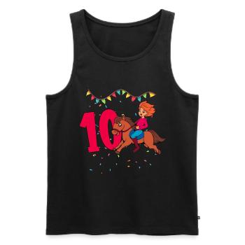 Mit Pferd - Mädchen Geburtstag 10 Jahre - Männer Premium Bio Tank Top - Schwarz - Vorne - Michal (187cm)