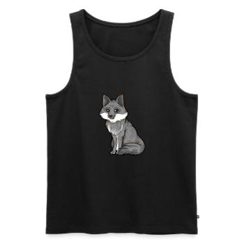 Drawing of a gray fox - Men's Premium Organic Tank Top - black - Front - AI Model Male 178 light (178cm)