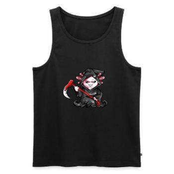 Axolotl Faucheuse - Débardeur bio Premium Homme - noir - Devant - AI Model Male 178 light (178cm)
