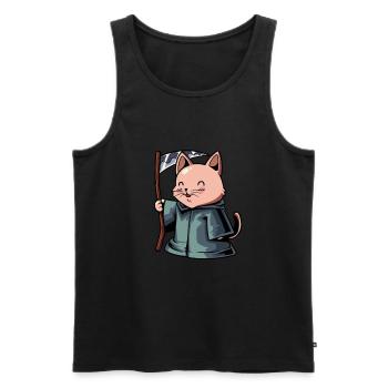 Mignon Chat Grim Reaper - Débardeur bio Premium Homme - noir - Devant - AI Model Male 178 light (178cm)