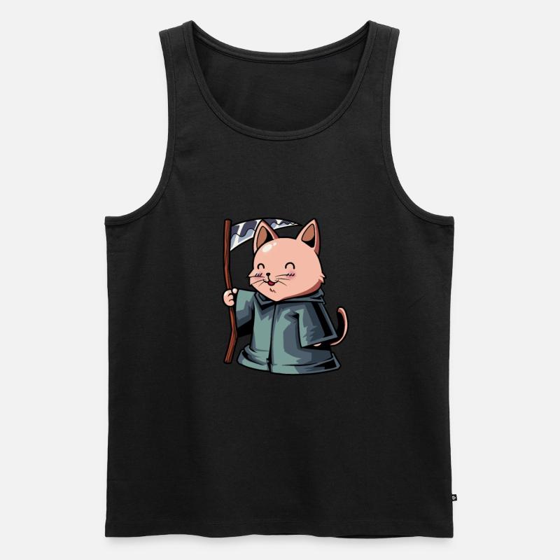 Niedliche Katze Sensenmann - Männer Premium Bio Tank Top - Schwarz
