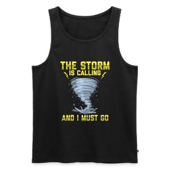 Sturmjäger Shirts | Unwetter Sturm Blitz Geschenke - Männer Premium Bio Tank Top - Schwarz - Vorne - Michal (187cm)