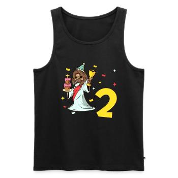 Avec Jésus - Anniversaire des enfants 2 ans - Débardeur bio Premium Homme - noir - Devant - Michal (187cm)