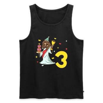 Avec Jésus - Anniversaire des enfants 3 ans - Débardeur bio Premium Homme - noir - Devant - Michal (187cm)
