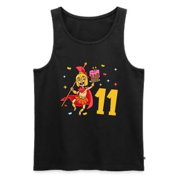 Avec Spartan - Anniversaire des enfants 11 ans - Débardeur bio Premium Homme - noir - Devant - AI Model Male 178 light (178cm)