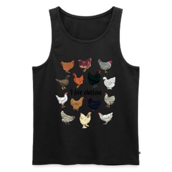J’adore les poulets - Débardeur bio Premium Homme - noir - Devant - AI Model Male 178 light (178cm)