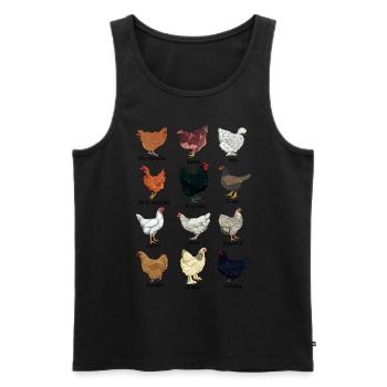 Verschiedene Hühner - Hühnerassen - Männer Premium Bio Tank Top - Schwarz - Vorne - AI Model Male 178 light (178cm)