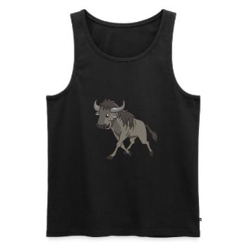 Kawaii Wildebeest - Men's Premium Organic Tank Top - black - Front - AI Model Male 178 light (178cm)