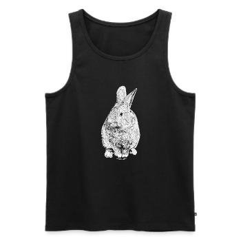 Dessin noir et blanc - lapin - Débardeur bio Premium Homme - noir - Devant - AI Model Male 178 light (178cm)