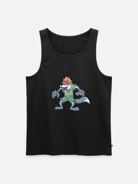 Cartoon Wolf is Boy Scout - Men's Premium Organic Tank Top - black
