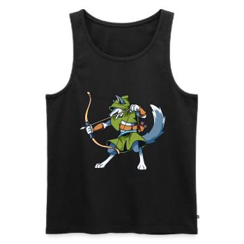 Rollenspiel-Charakter - Waldläufer - Jäger - Wolf - Männer Premium Bio Tank Top - Schwarz - Vorne - AI Model Male 178 light (178cm)