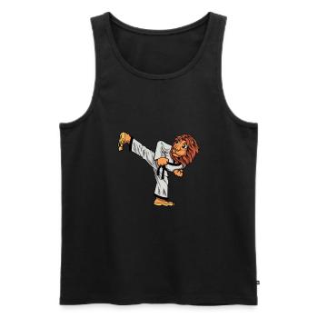 Cartoon Lion Doing Hapkido - Men's Premium Organic Tank Top - black - Front - AI Model Male 178 light (178cm)