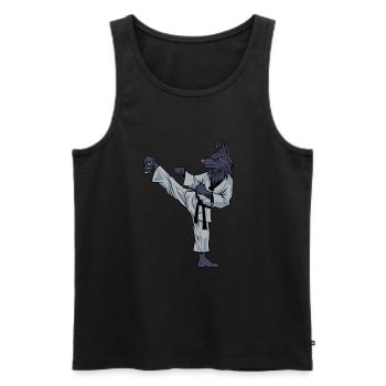Cartoon Wolf macht Tang Soo Do - Männer Premium Bio Tank Top - Schwarz - Vorne - AI Model Male 178 light (178cm)