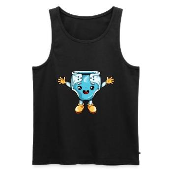 Cartoon Kawaii Windel - Männer Premium Bio Tank Top - Schwarz - Vorne - AI Model Male 178 light (178cm)