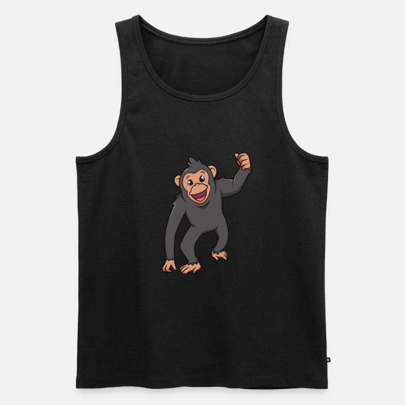 Kawaii Schimpanse - Männer Premium Bio Tank Top - Schwarz