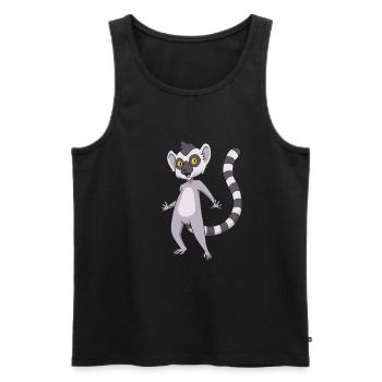Kawaii Lémurien à queue annelée - Débardeur bio Premium Homme - noir - Devant - Michal (187cm)