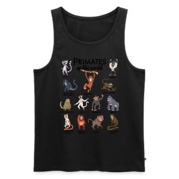Verschiedene Affen - Arten von Primaten - Männer Premium Bio Tank Top - Schwarz - Vorne - AI Model Male 178 light (178cm)